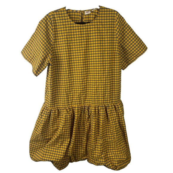 Levi's Dresses & Skirts - Levis Womens Plaid Dress XL Yellow Black Tiered Drop Waist Grunge Babydoll